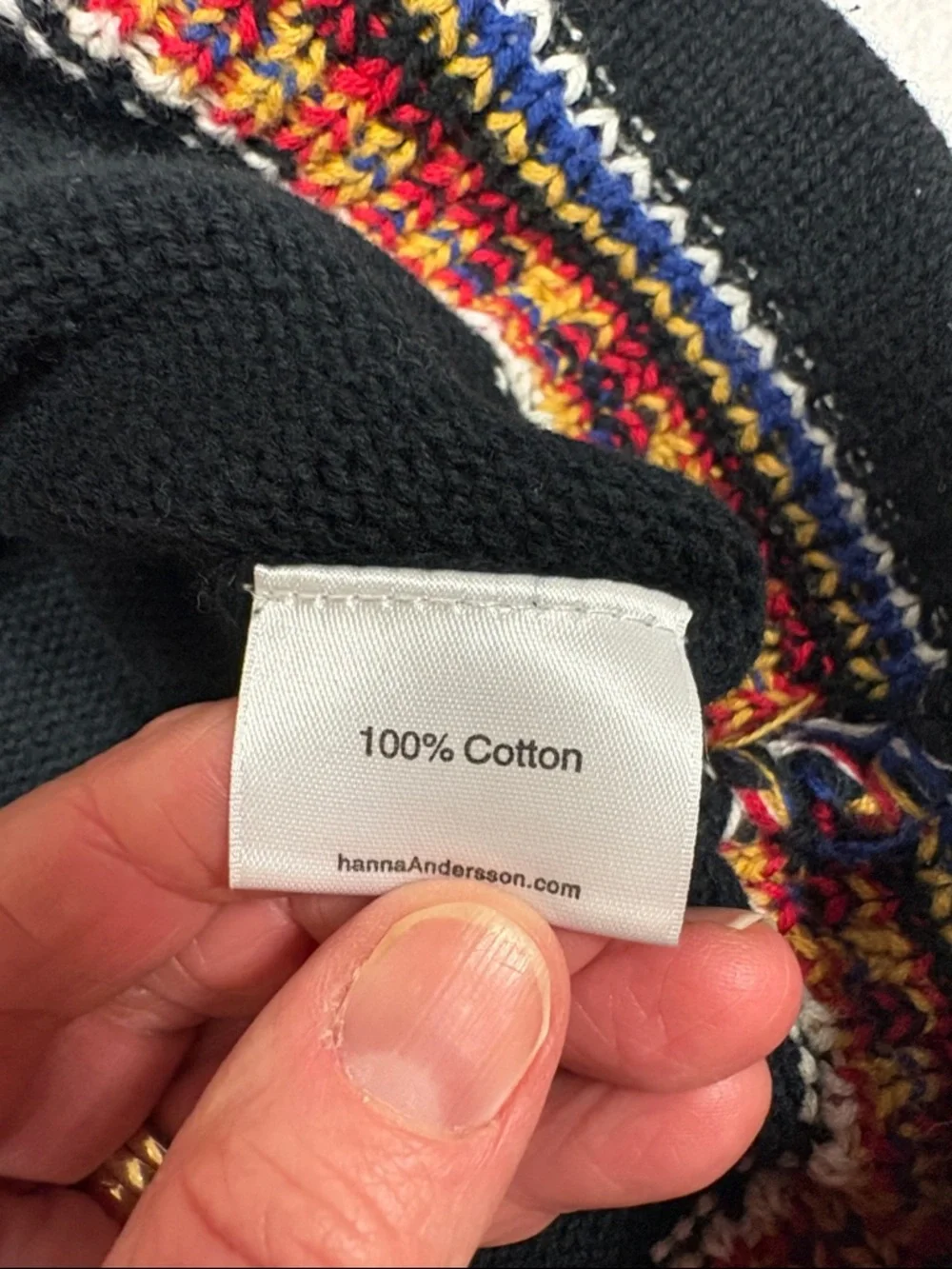 Hanna Andersson Nordic fair isle quarter zip pullover sweater black boys 8 - Picture 8 of 8